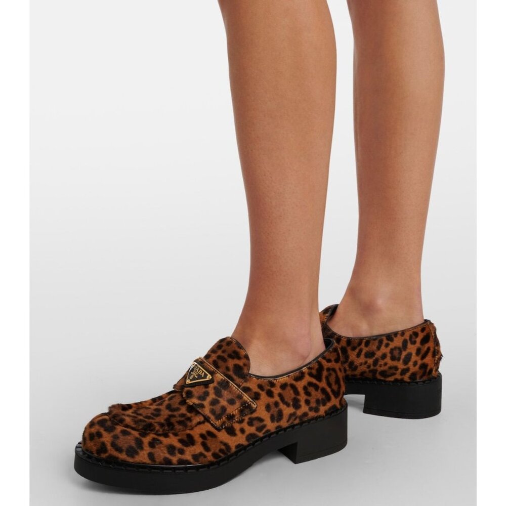Prada Chocolate Printed Leather Loafers in Honey - Picture 3 of 12